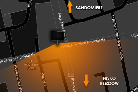Telebim Stalowa Wola, skrzyżowanie al. Jana Pawła II oraz ul. Popiełuszki